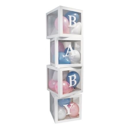 First Birthday Balloon 'ONE' Boxes for Baby Girl WITH 24 Balloons - Baby  1st Birthday Girl Decoration Clear Cube Blocks 'ONE' Letters as Cake Smash  Photoshoot Props First Birthday Decorations Backdrop White