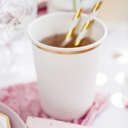 White Cups with Gold Edge I White Party Supplies I My Dream Party Shop UK