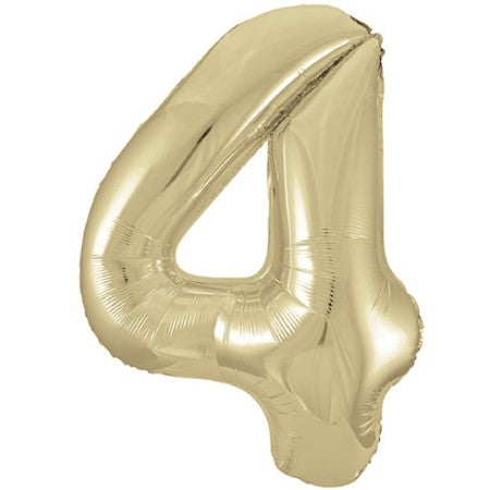 Helium Inflated White Gold Number Four Balloons 34 Inches I My Dream Party Shop
