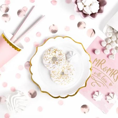 White Party Plates with Gold Edge I Christening Party Supplies I My Dream Party Shop UK