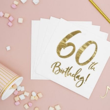 60th Birthday Napkins I Modern 60th Birthday Party Supplies I My Dream Party Shop UK