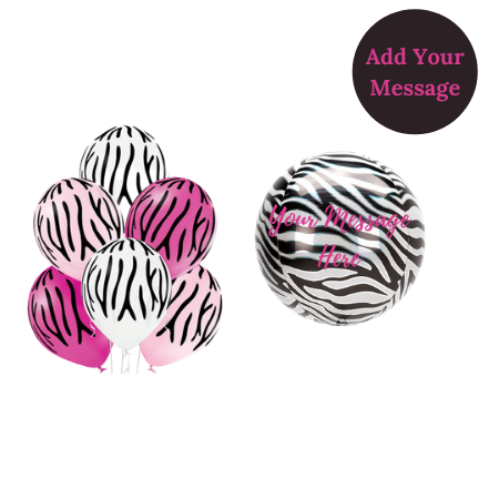 Pink and White Zebra Helium Balloons I Ruislip I My Dream Party Shop