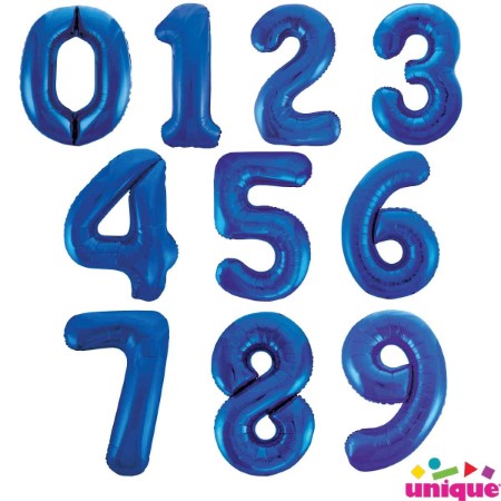 Gigantic Blue Foil Number Balloons, 34 Inches I My Dream Party Shop
