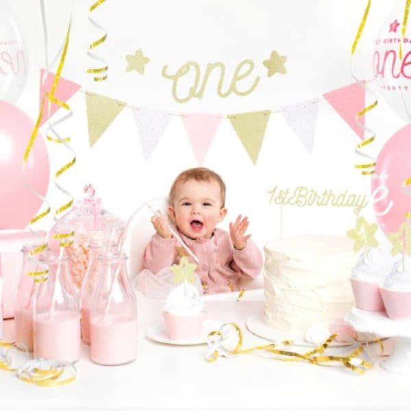 Pink and Gold 1st Birthday Party I Pretty 1st Birthday Tableware and Decorations I My Dream Party Shop UK