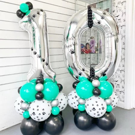 10th Anniversary Dog Themed Number Columns I Balloons for Business Ruislip I My Dream Party Shop