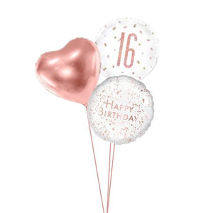 16 Rose Gold Happy Birthday Helium Trio I 16th Helium Balloons Ruislip I My Dream Party Shop
