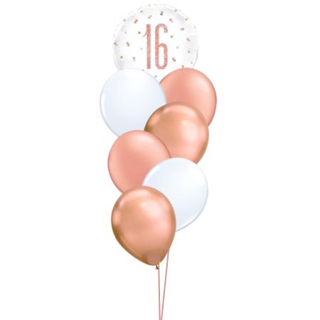 16 Rose Gold Helium 7 Balloon Bouquet I 16th Helium Balloons for Collection Ruislip 