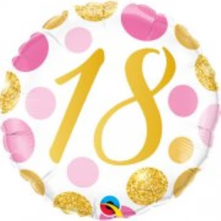Age 18 Pink and Gold Dots Balloon I 18th Birthday Party Balloons I My Dream Party Shop UK