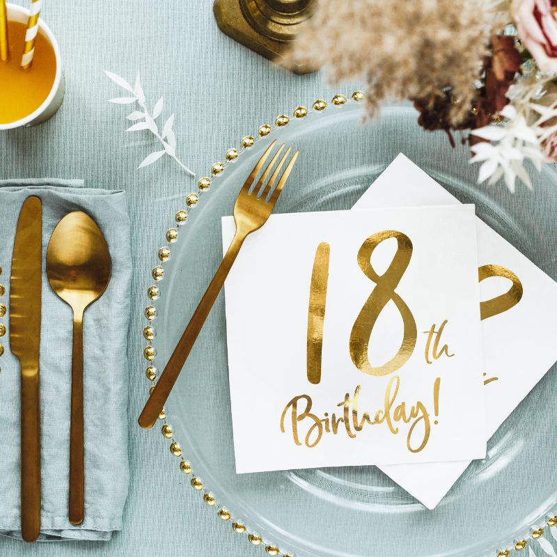 White 18th Birthday Party Napkins I 18th Birthday Party Decorations I  My Dream Party Shop UK