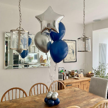 Helium Trio of 3 Latex and 1 Star Foil Balloon Centrepiece I Centrepiece Helium Balloons for Collection Ruislip I My Dream Party Shop