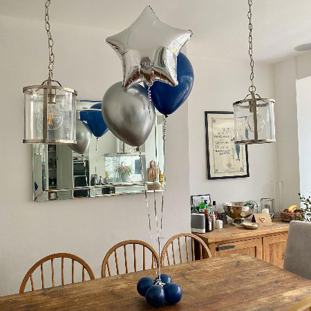 Helium Trio of 2 Latex and 1 Star Foil Balloon Centrepiece I Tabletop Balloons for Collection Ruislip I My Dream Party Shop
