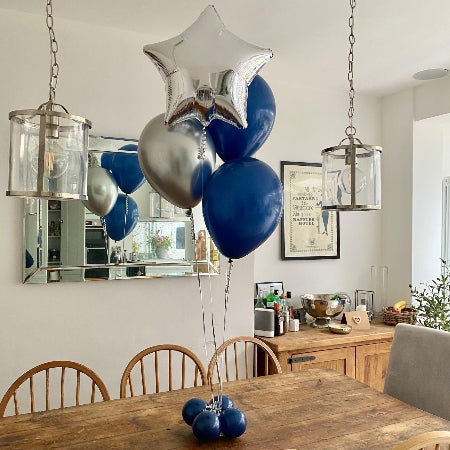 Helium Trio of 3 Latex and 1 Star Foil Balloon Centrepiece I Tabletop Balloons for Collection Ruislip I My Dream Party Shop