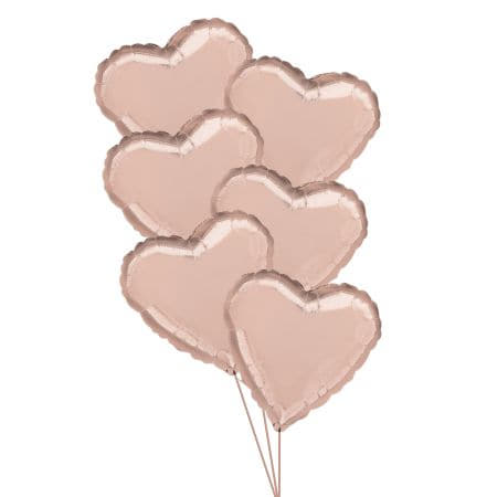 Six Rose Gold Heart Balloon Bouquet I Helium Balloons Collection Ruislip I My Dream Party Shop