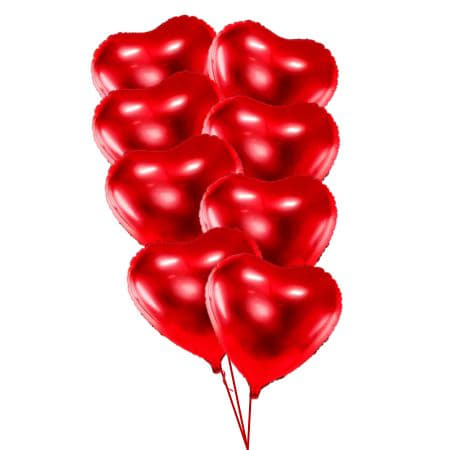Eight Red Heart Balloons I Helium Balloons for Collection Ruislip I My Dream Party Shop