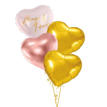 Always and Forever Helium Four Heart Bouquet I Helium Balloons Ruislip I My Dream Party Shop