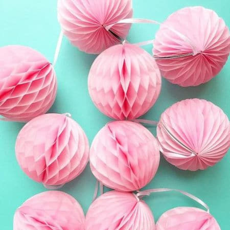 Baby Pink Honeycomb Ball Garland I Modern Pink Party Decorations I My Dream Party Shop UK