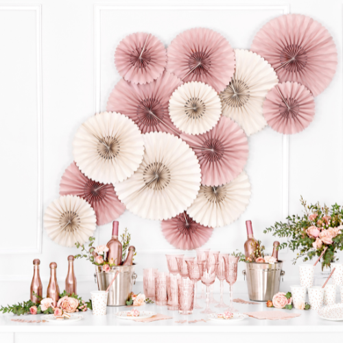 Beige Rosette Paper Fans I Modern Party Decorations I My Dream Party Shop UK