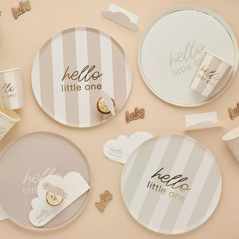 Neutral Hello Little One Plates I Baby Shower Plates I My Dream Party Shop UK