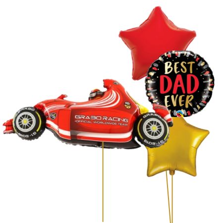 Best Dad Ever Racing Car Father's Day Helium Bouquet I My Dream Party Shop Ruislip