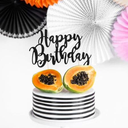 Black Happy Birthday Cake Topper I Black and White Party Supplies I My Dream Party Shop UK