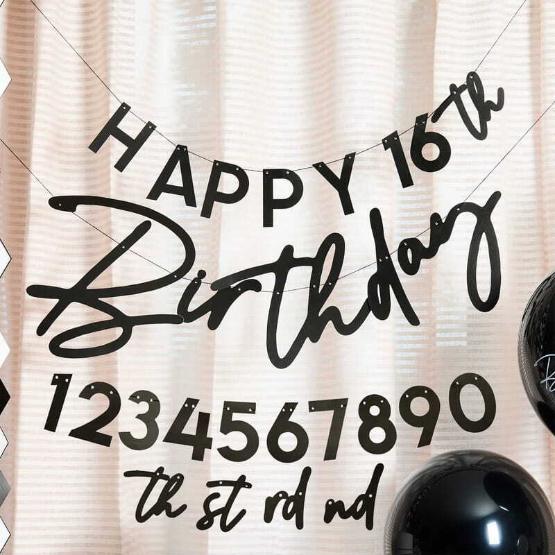 DIY Black Happy Birthday Garland I Milestone Birthday Decorations I My Dream Party Shop UK