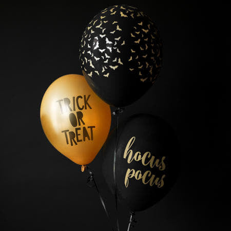 Hocus Pocus Black and Gold Halloween Balloons I Modern Halloween Party I My Dream Party Shop UK