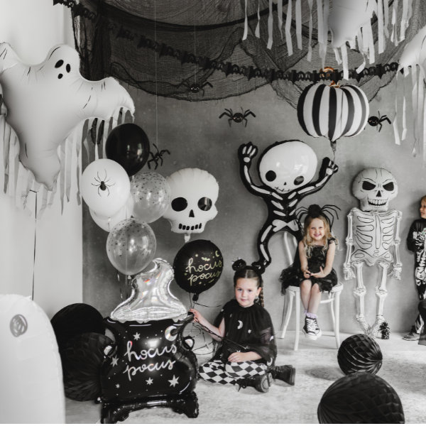 Stripey Black and Cream Pumpkin Balloon I Halloween Party Balloons I My Dream Party Shop UK