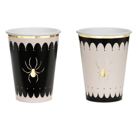 Cream and Black Spider Party Cups I Halloween Party Tableware I My Dream Party Shop UK