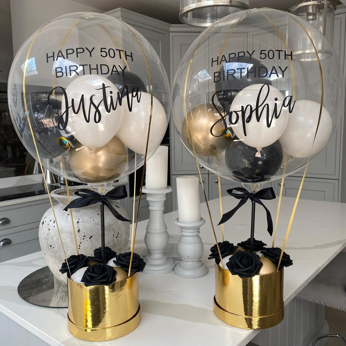 Black and Gold 50th Birthday Hot Air Balloon I My Dream Party Shop Ruislip