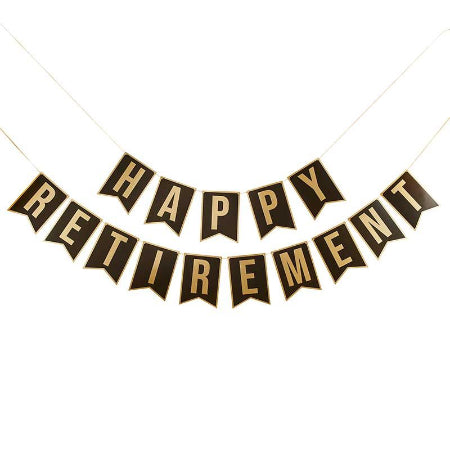 Black and Gold Happy Retirement Garland I Retirement Party Supplies I My Dream Party Shop UK