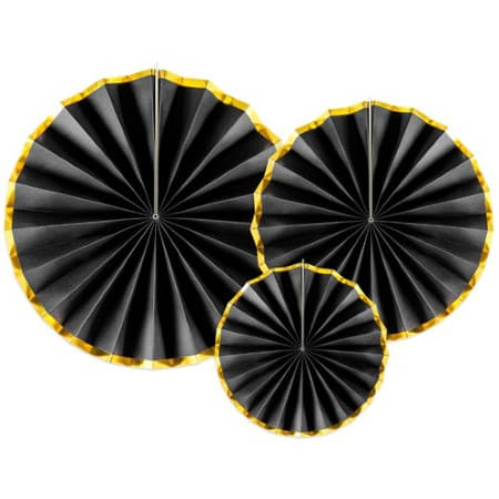 Black and Gold Rosette Fans I Black and Gold Party Supplies I My Dream Party Shop
