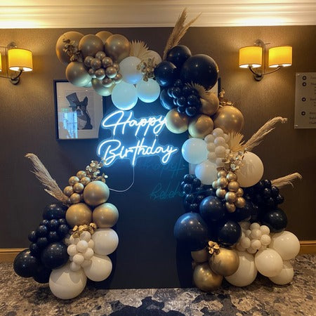 Black and Gold Balloon Arch Backdrop I My Dream Party Shop Ruislip