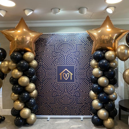 Black and Gold Spiral Balloon Columns I My Dream Party Shop Ruislip