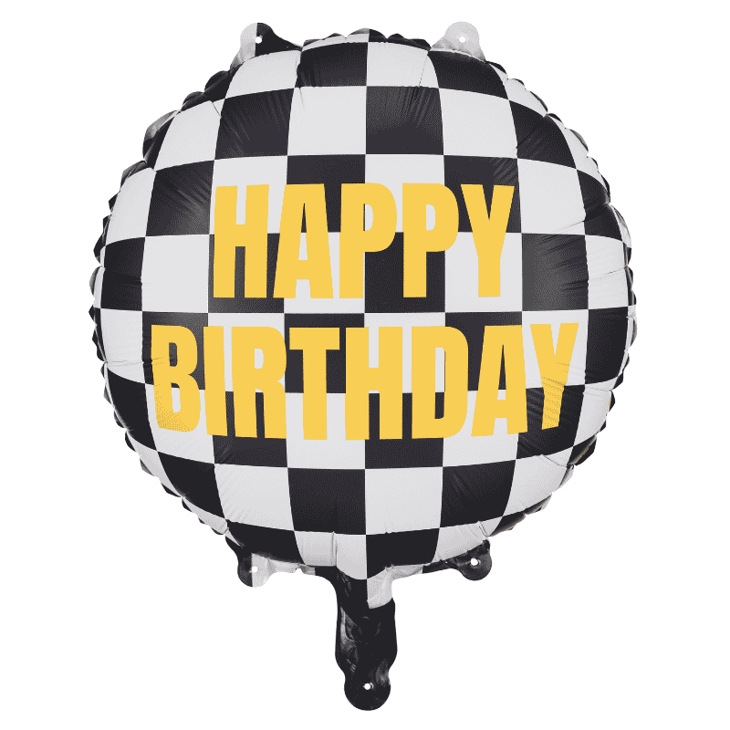 Checkered Happy Birthday Balloon I Racing Car Party Supplies I My Dream Party Shop UK