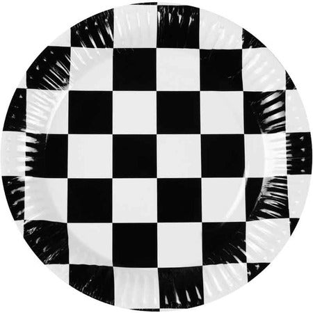 Black and White Checkered Plates 10 Pack I Racing Car Party Supplies I My Dream Party Shop UK