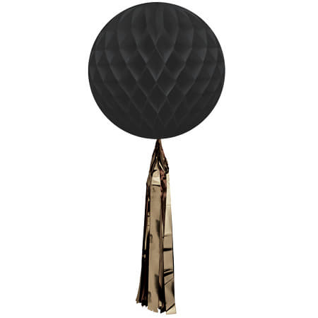 Black Honeycomb Ball with Gold Tassel I Modern Black Party Decorations I My Dream Party Shop I UK