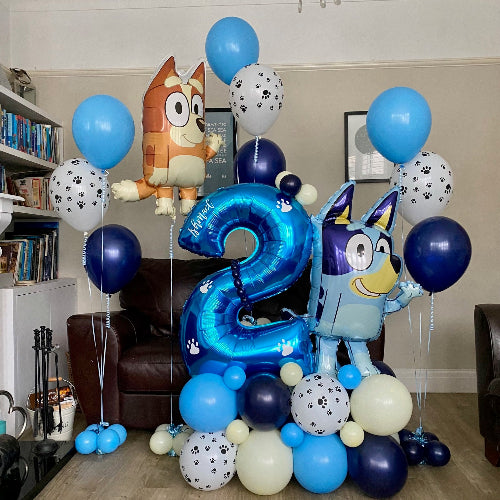 Bluey Number Column and Matching Helium Balloons I Children's Helium Balloons Ruislip I My Dream Party Shop
