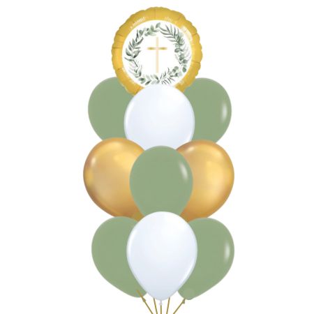 Botanical Leaves Gold Cross 9 Latex Helium Bouquet I Balloons for Collection Ruislip I My Dream Party Shop