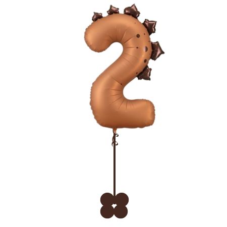 Brown Dinosaur Number Two Helium Balloon Dinosaur I Helium Balloons Ruislip I My Dream Party Shop