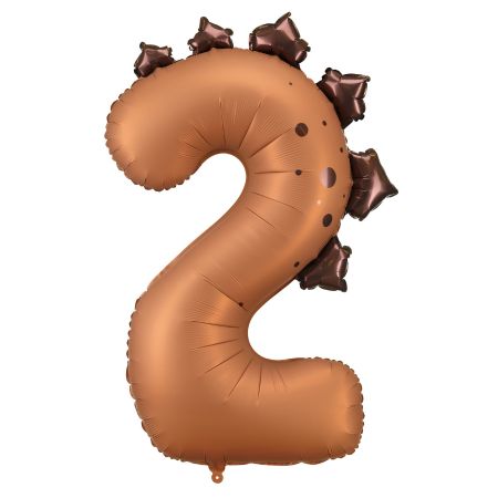 Brown Dinosaur Number Two Balloon I Dinosaur Party Supplies I My Dream Party Shop UK