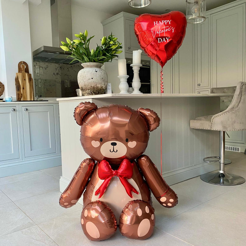 Teddy Bear Balloon and Personalised Red Heart Helium Balloon I Valentine's Day Balloons Ruislip