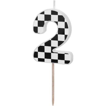Chequered Flag Number Two Candle I Boy Racer Party Supplies I My Dream Party Shop UK