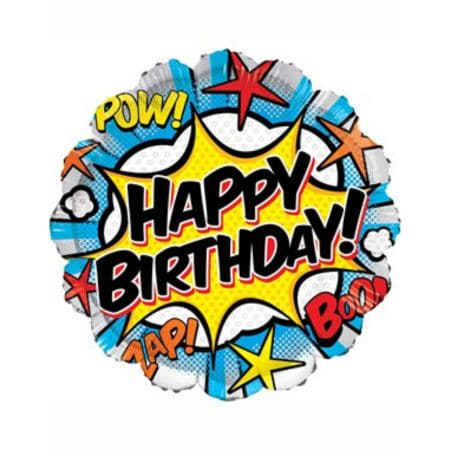 Comic Superhero Happy Birthday Balloon I Superhero Party Decorations I My Dream Party Shop UK