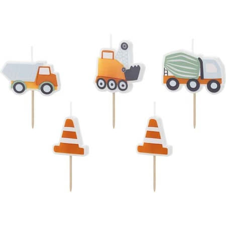 Construction Vehicles Road Works Candles I Construction Party Supplies I My Dream Party Shop UK