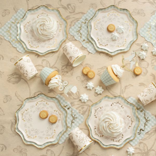 Cream Floral Party Plates I Baby Shower Party Supplies I My Dream Party Shop UK