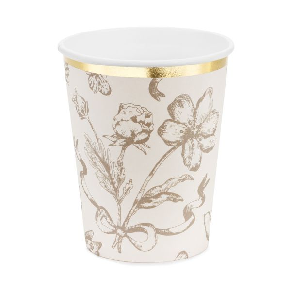Cream Floral Party Cups I Christening Party Supplies I My Dream Party Shop UK