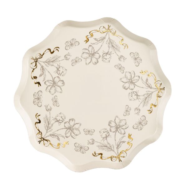 Cream Floral Party Plates I Christening Party Supplies I My Dream Party Shop UK