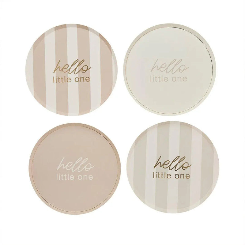 Beige Hello Little One Plates I Baby Shower Party Tableware I My Dream Party Shop UK