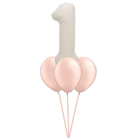 Helium Inflated Cream Foil Number Balloons 34 Inches Collection Only