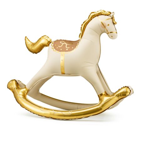 Cream and Gold Rocking Horse Foil Balloon I Baby Shower Balloons I My Dream Party Shop UK